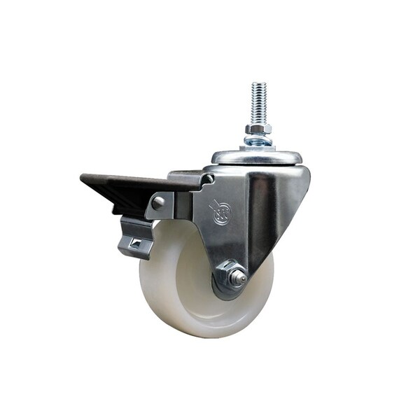 3 Inch Nylon 12 MM Threaded Stem Caster with Brake